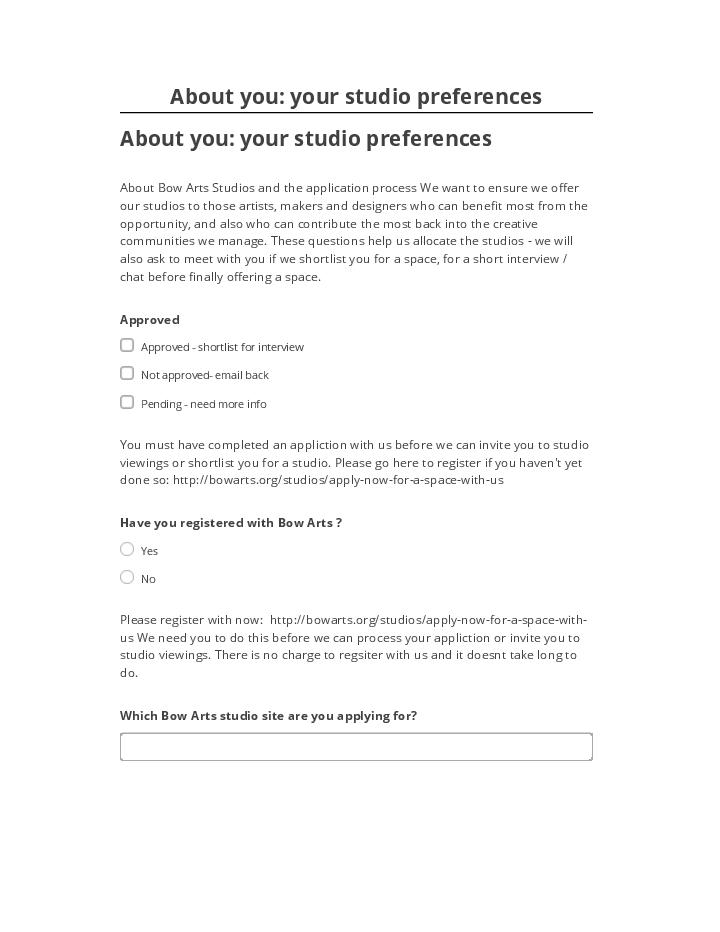 Update About you: your studio preferences
