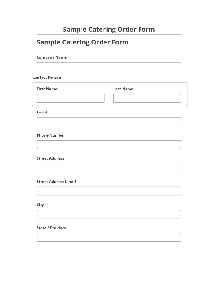 Archive Sample Catering Order Form