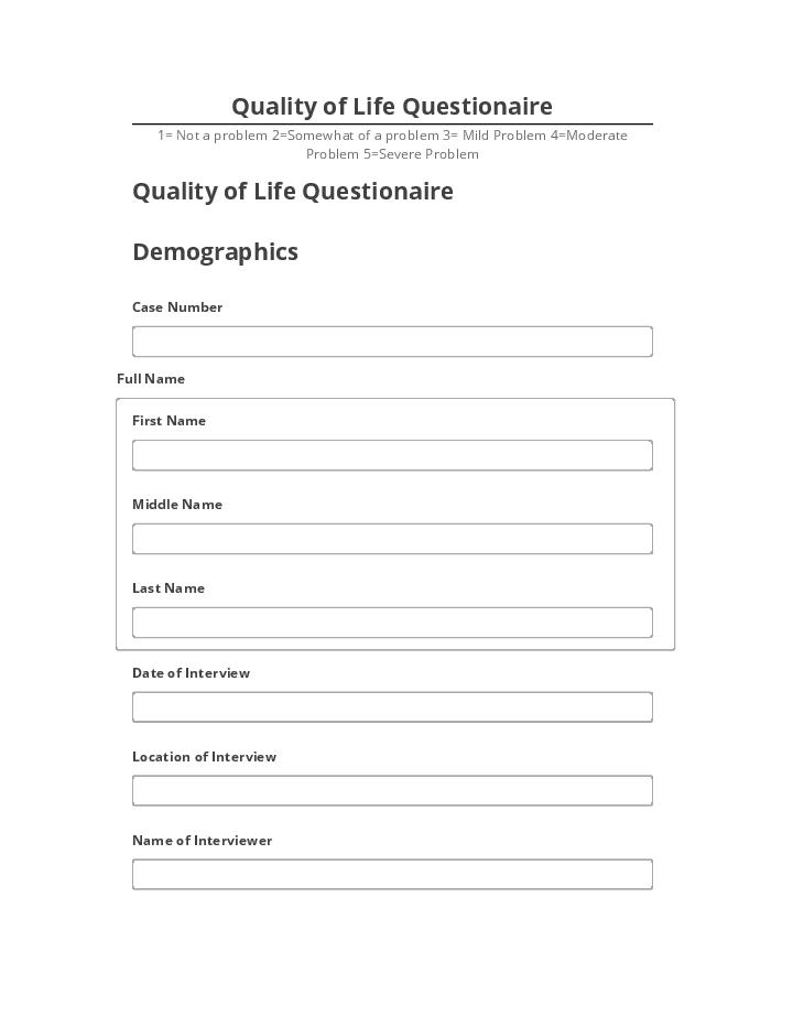 Manage Quality of Life Questionaire in Microsoft Dynamics