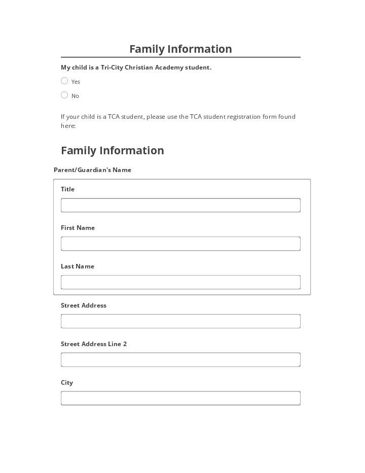 Arrange Family Information