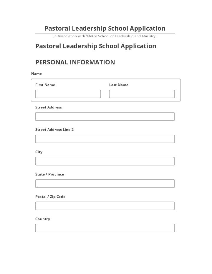 Arrange Pastoral Leadership School Application