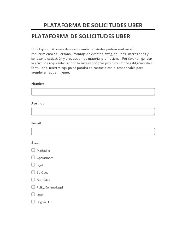 Manage PLATAFORMA DE SOLICITUDES UBER