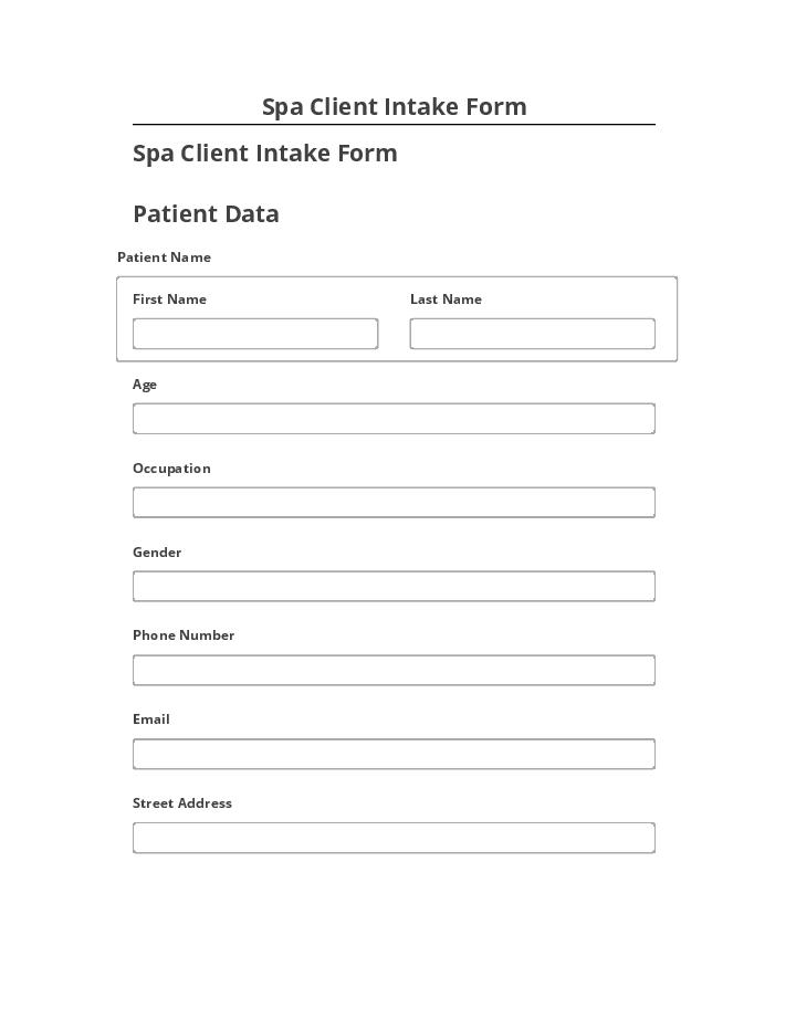 Arrange Spa Client Intake Form in Salesforce