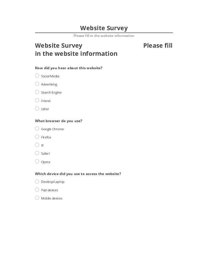 Update Website Survey from Salesforce