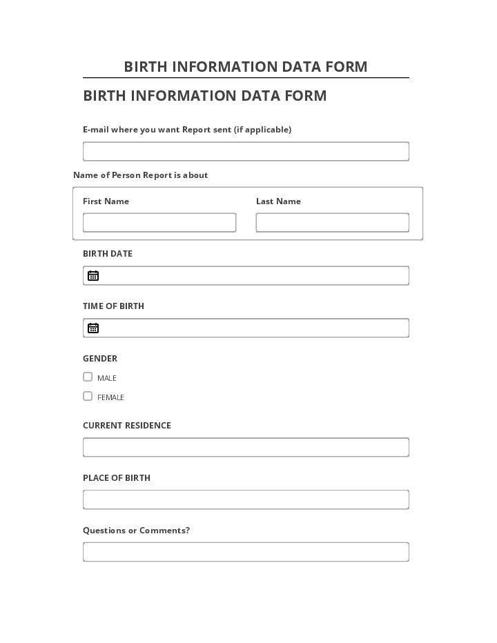 Manage BIRTH INFORMATION DATA FORM in Salesforce