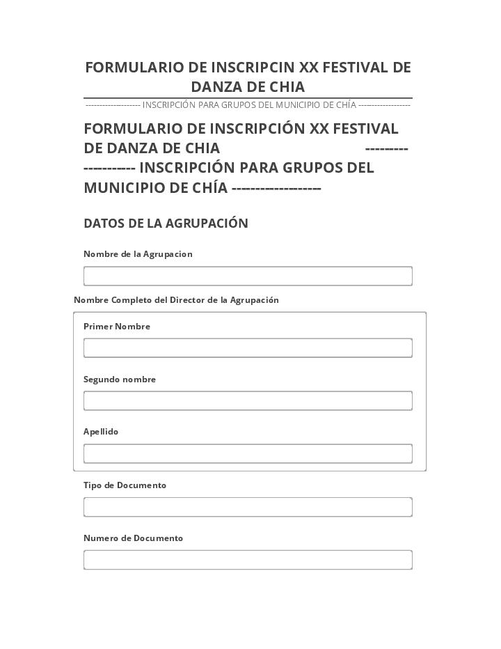 Extract FORMULARIO DE INSCRIPCIN XX FESTIVAL DE DANZA DE CHIA