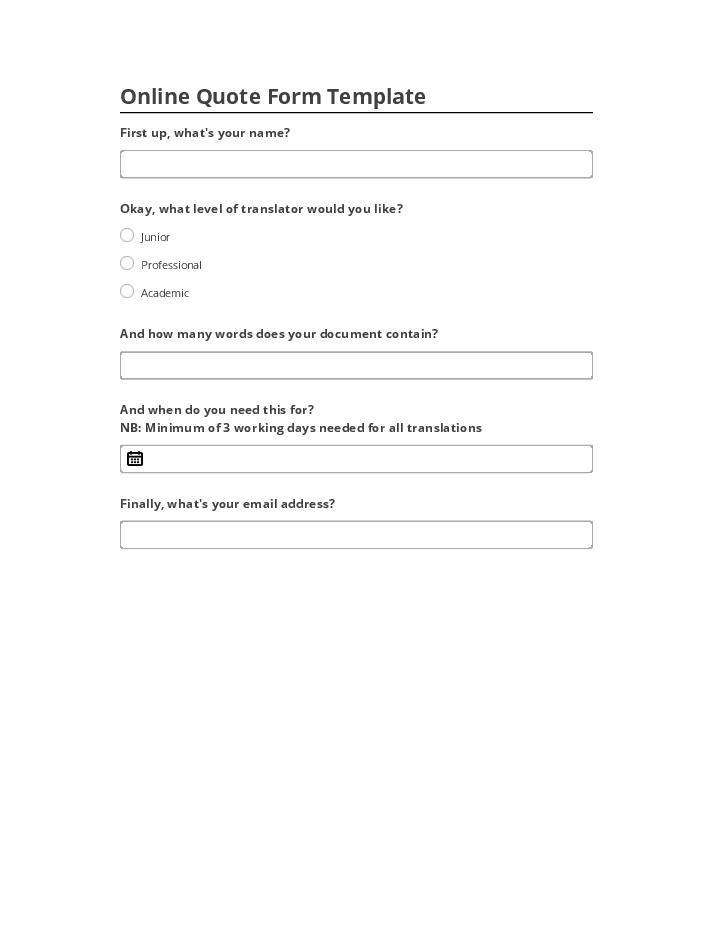 Integrate Online Quote Form Template with Microsoft Dynamics