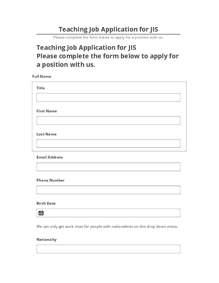 Manage Teaching Job Application for JIS in Netsuite