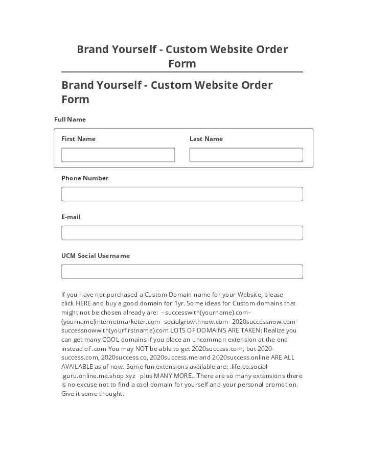 Synchronize Brand Yourself - Custom Website Order Form