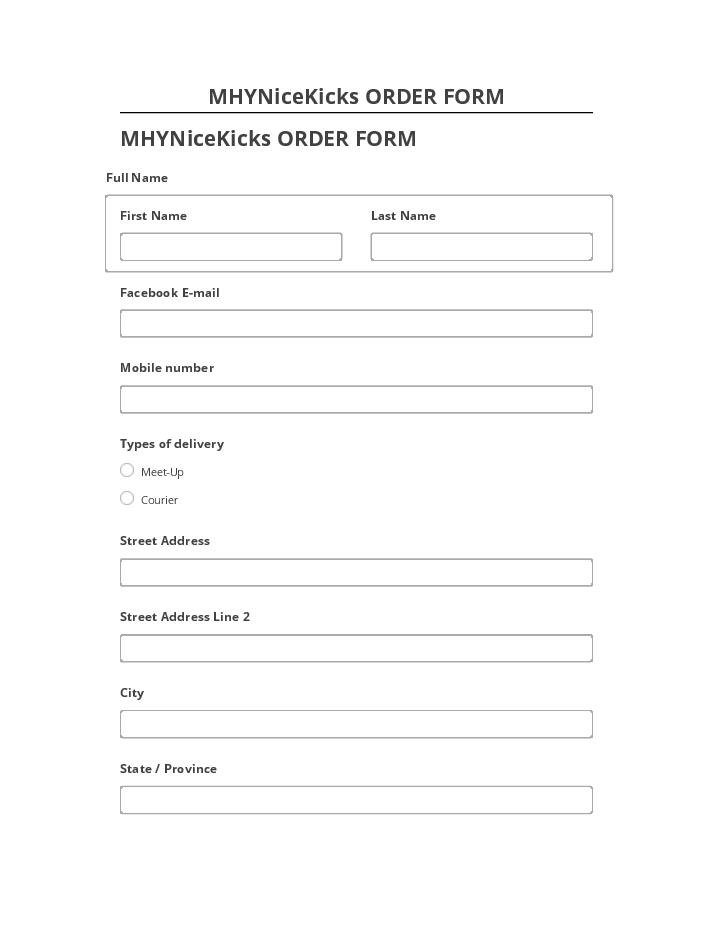 Manage MHYNiceKicks ORDER FORM in Netsuite