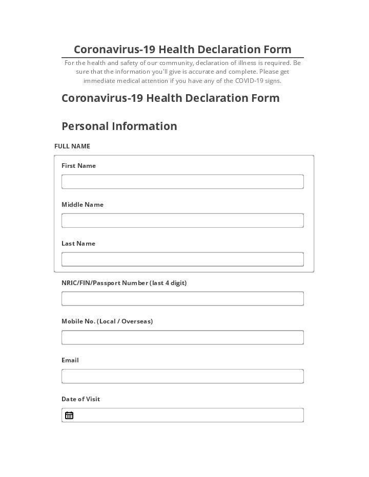Update Coronavirus-19 Health Declaration Form from Netsuite