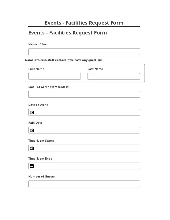 Arrange Events - Facilities Request Form in Netsuite