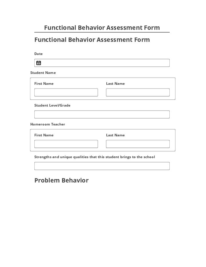 Automate Functional Behavior Assessment Form