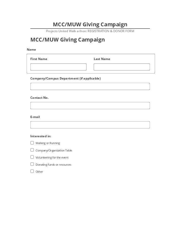 Export MCC/MUW Giving Campaign to Netsuite