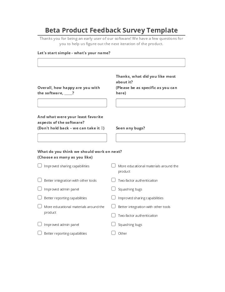Extract Beta Product Feedback Survey Template from Salesforce