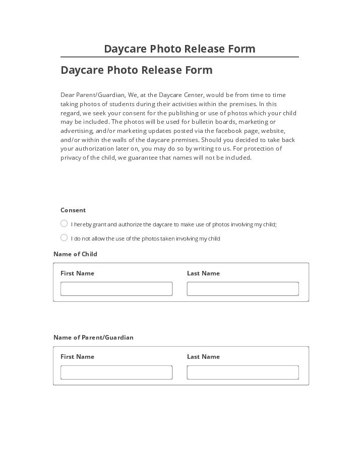 Automate Daycare Photo Release Form