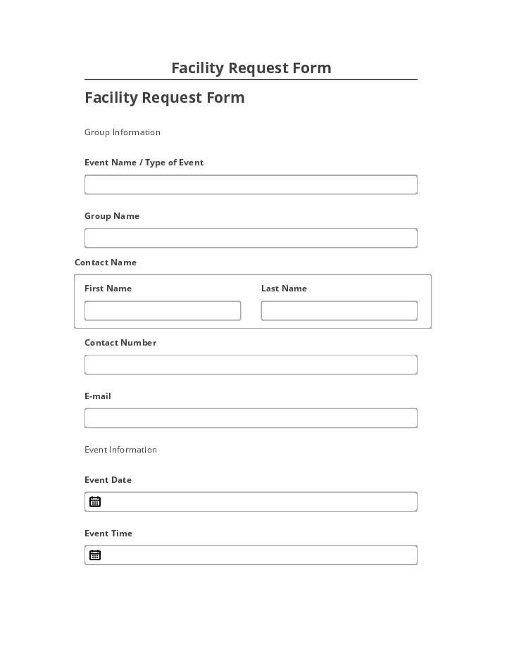 Export Facility Request Form to Salesforce