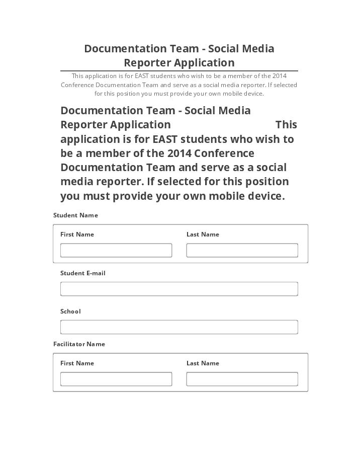 Manage Documentation Team - Social Media Reporter Application in Microsoft Dynamics