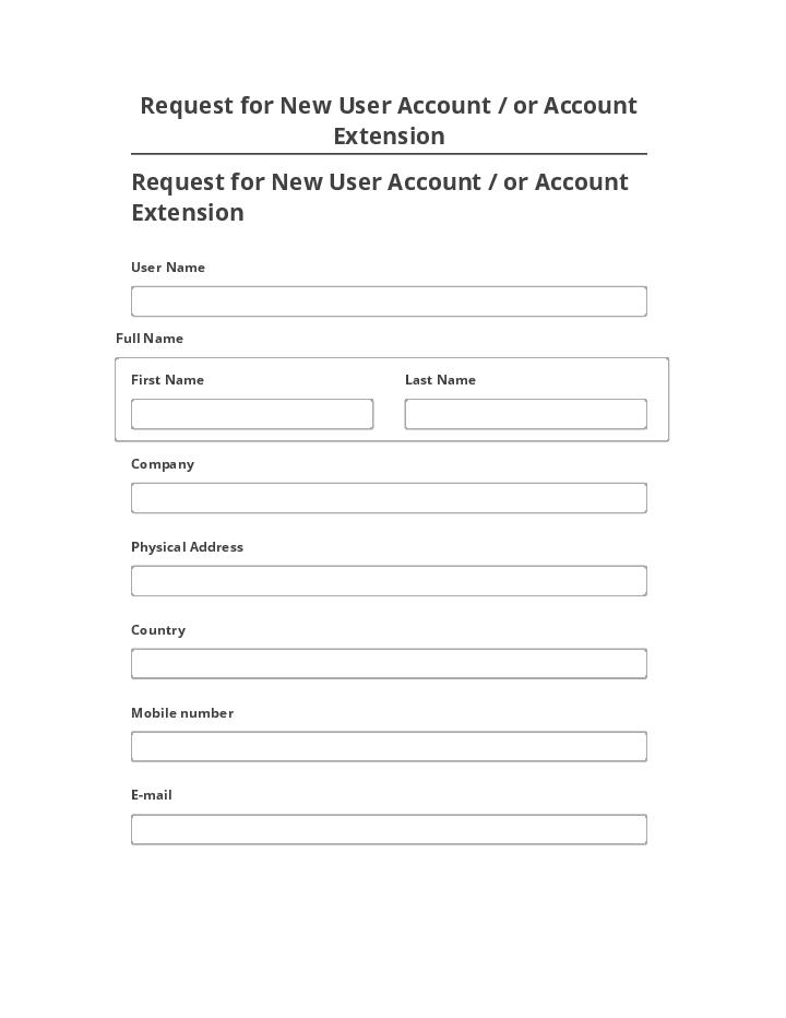 Pre-fill Request for New User Account / or Account Extension from Salesforce