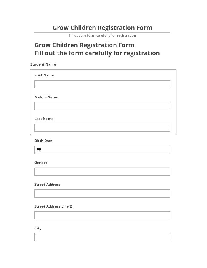 Archive Grow Children Registration Form to Salesforce