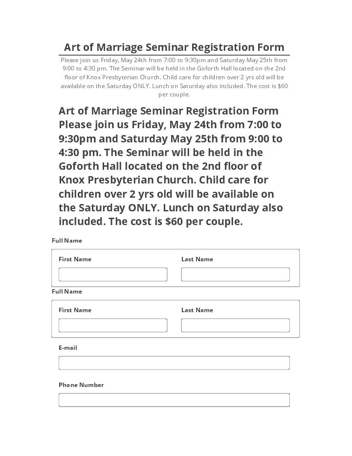 Pre-fill Art of Marriage Seminar Registration Form