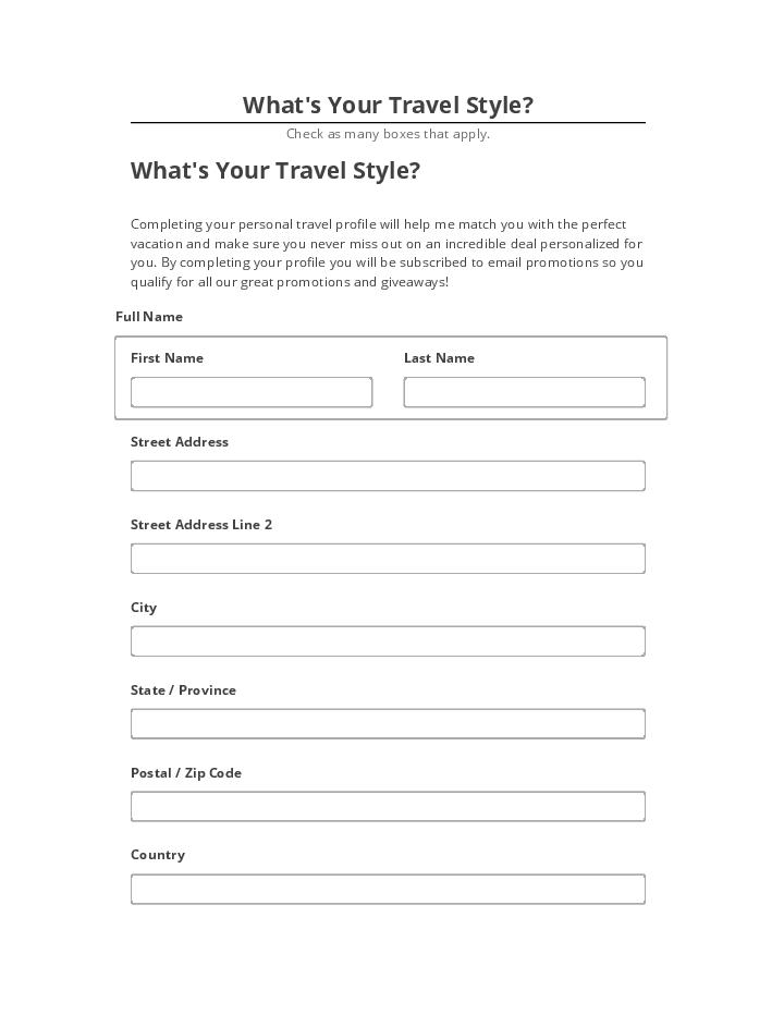 Incorporate What's Your Travel Style? in Salesforce