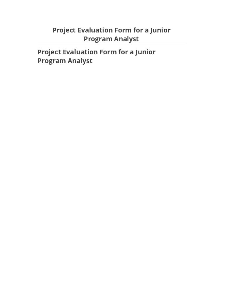 Pre-fill Project Evaluation Form for a Junior Program Analyst from Microsoft Dynamics