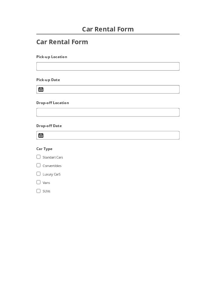 Arrange Car Rental Form in Netsuite