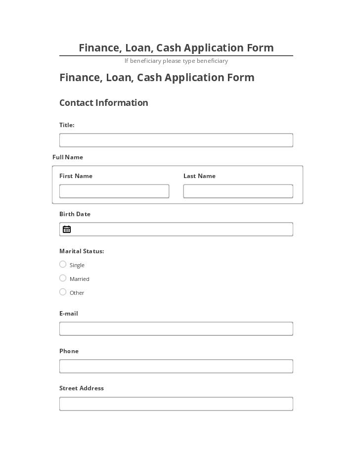 Update Finance, Loan, Cash Application Form