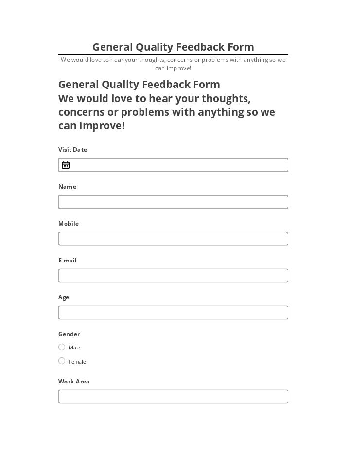 Update General Quality Feedback Form from Netsuite