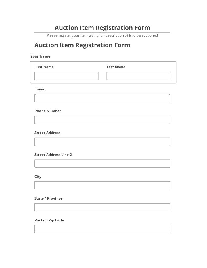 Manage Auction Item Registration Form in Salesforce