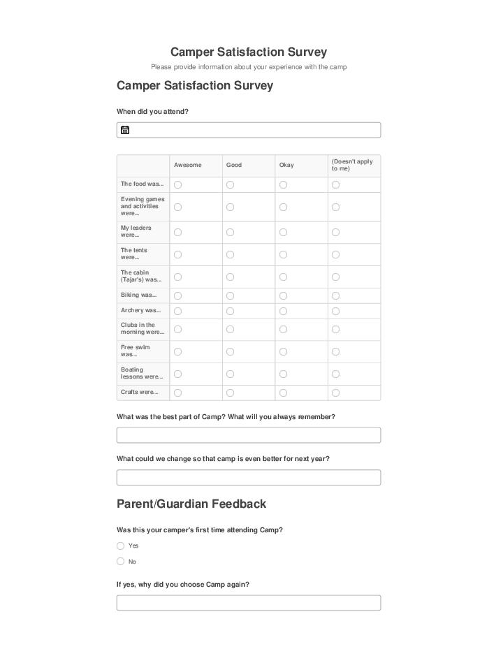Pre-fill Camper Satisfaction Survey from Salesforce