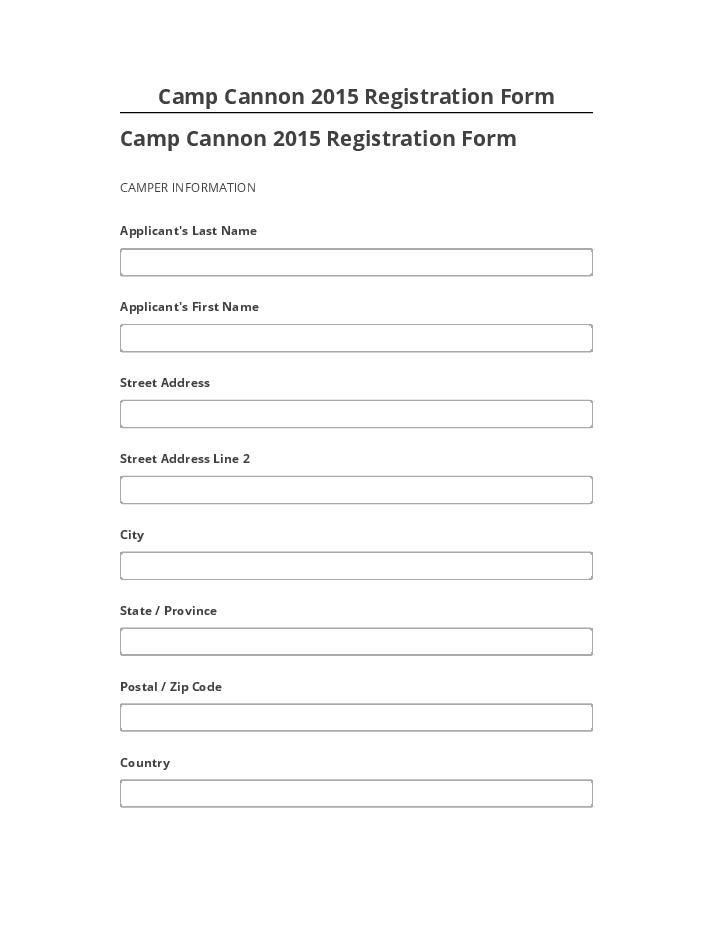 Export Camp Cannon 2015 Registration Form