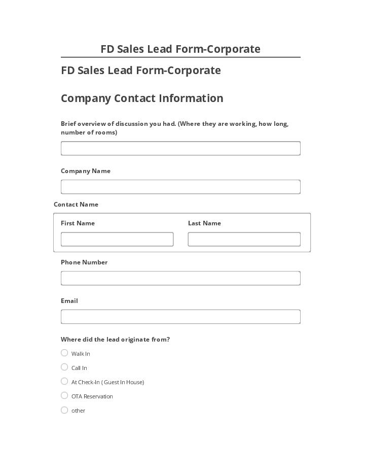 Manage FD Sales Lead Form-Corporate in Microsoft Dynamics