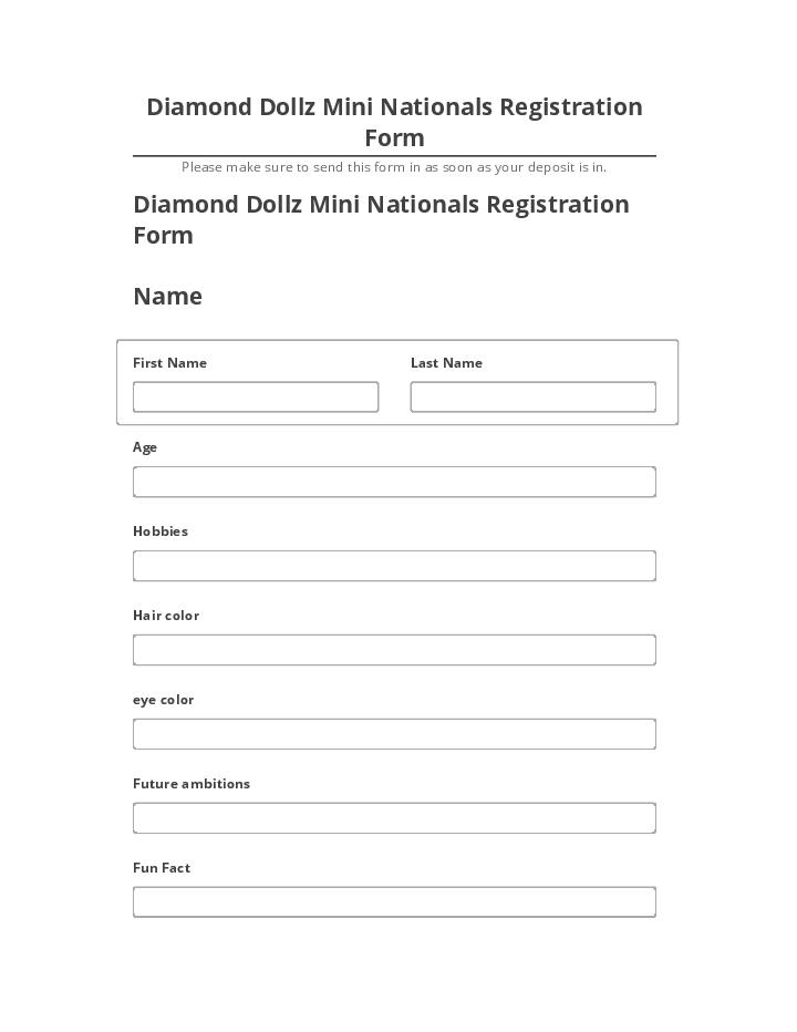 Update Diamond Dollz Mini Nationals Registration Form