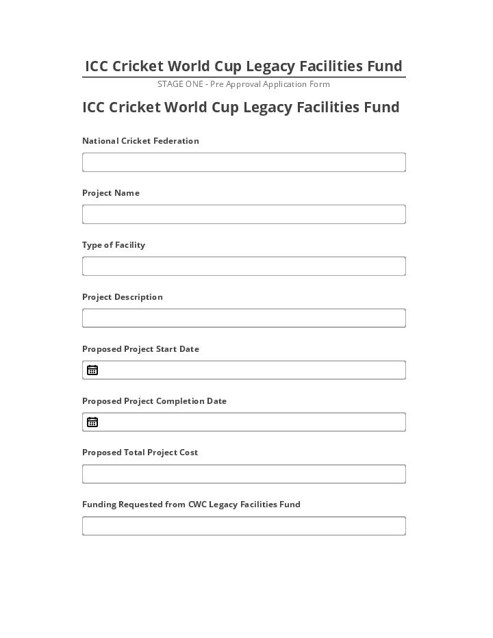 Arrange ICC Cricket World Cup Legacy Facilities Fund in Netsuite