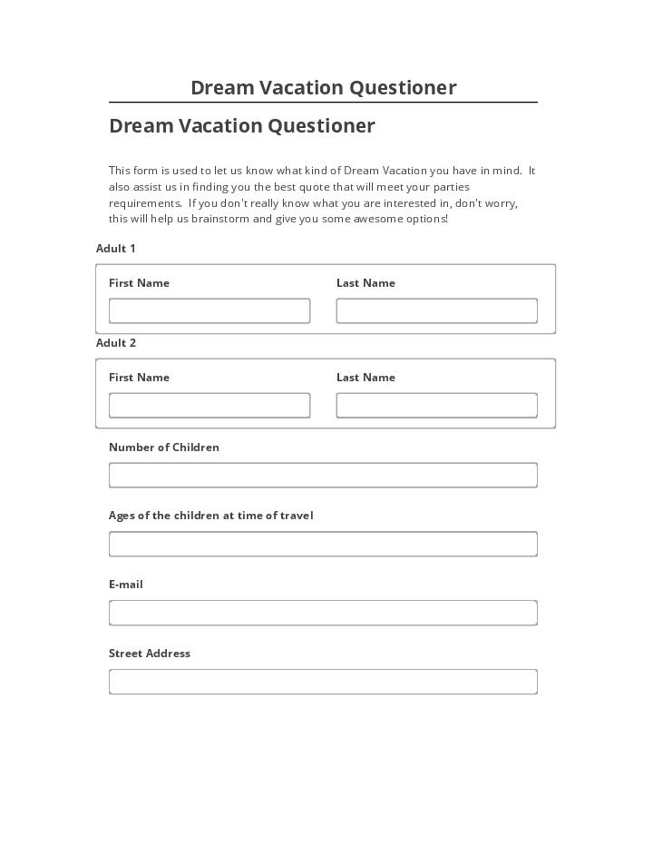 Archive Dream Vacation Questioner