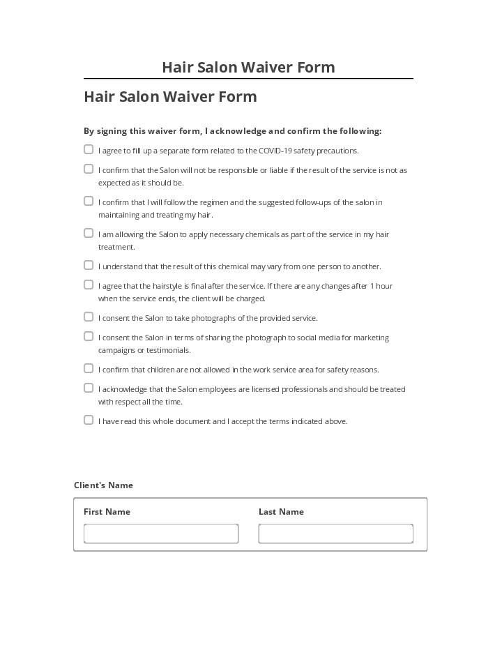 Integrate Hair Salon Waiver Form with Salesforce