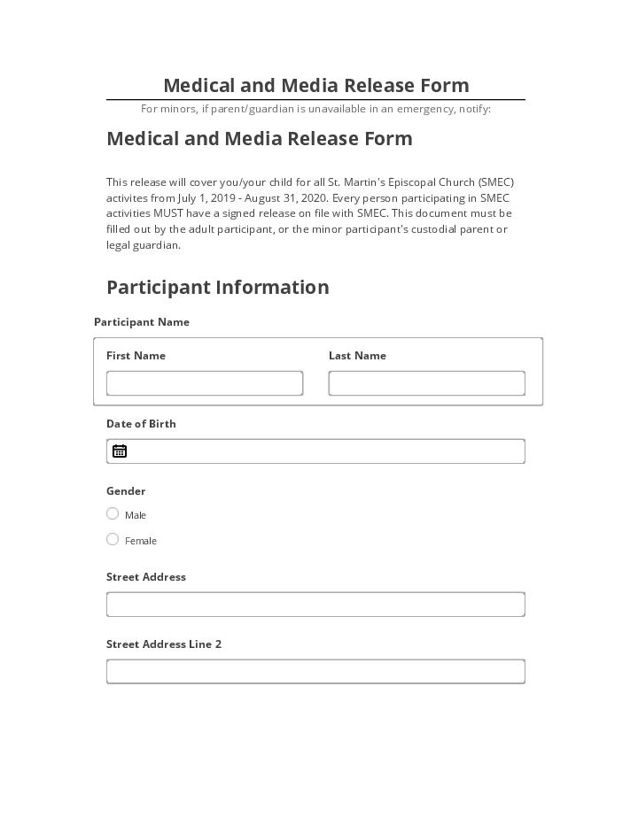 Arrange Medical and Media Release Form