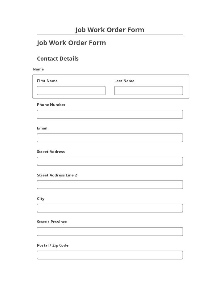 Automate Job Work Order Form