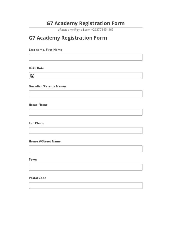 Update G7 Academy Registration Form from Netsuite