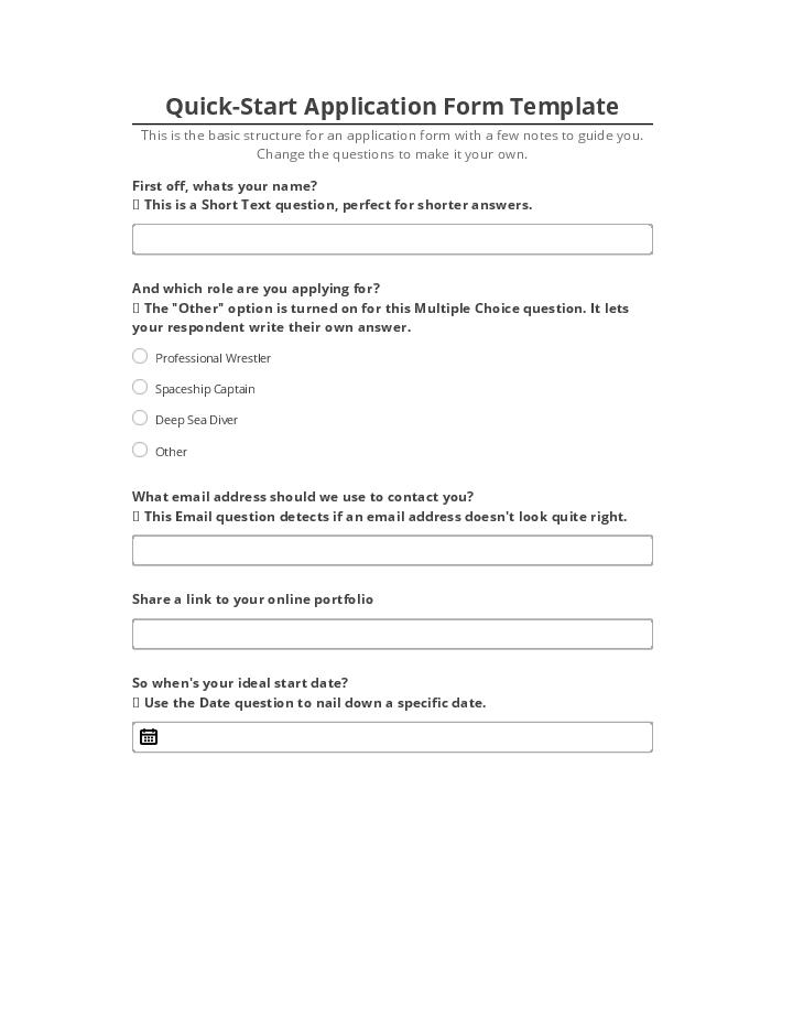 Synchronize Quick-Start Application Form Template with Netsuite