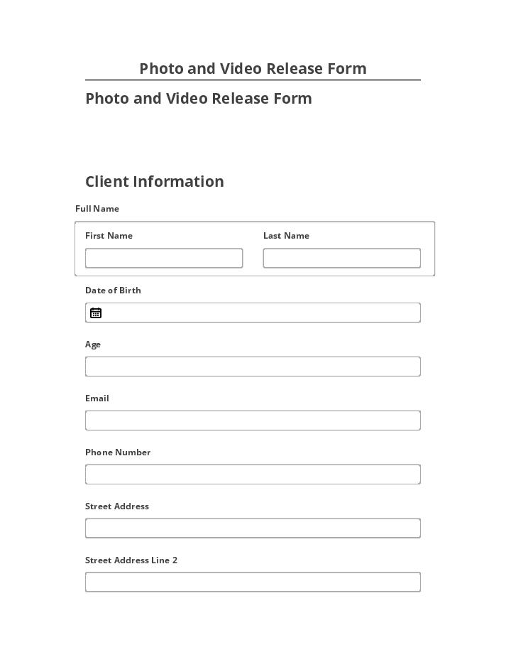 Pre-fill Photo and Video Release Form from Netsuite