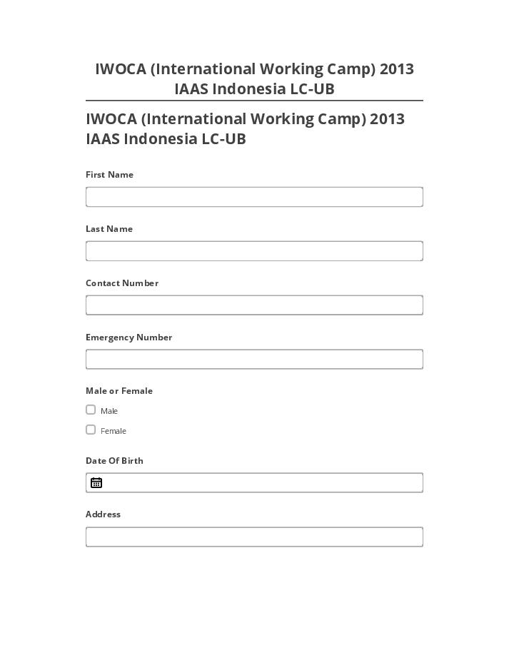 Incorporate IWOCA (International Working Camp) 2013 IAAS Indonesia LC-UB in Salesforce