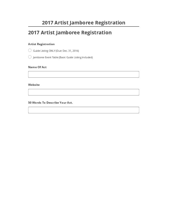Incorporate 2017 Artist Jamboree Registration in Netsuite
