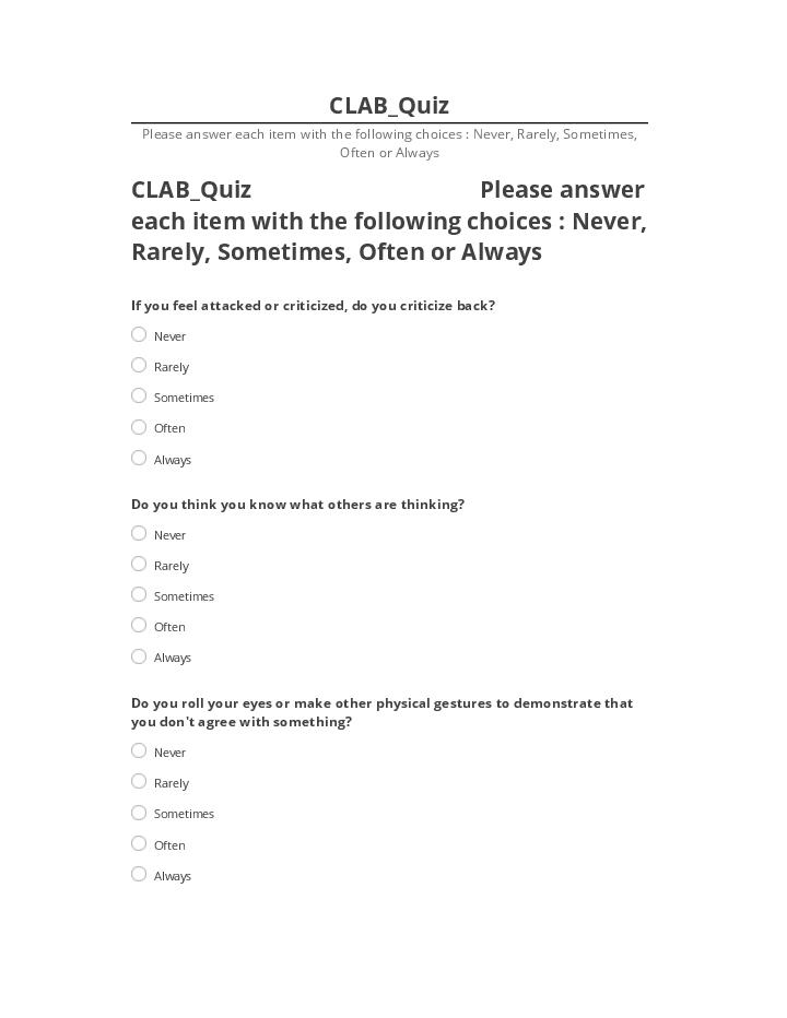 Pre-fill CLAB_Quiz from Microsoft Dynamics