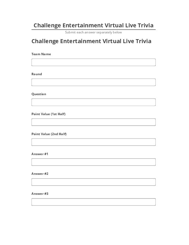 Manage Challenge Entertainment Virtual Live Trivia