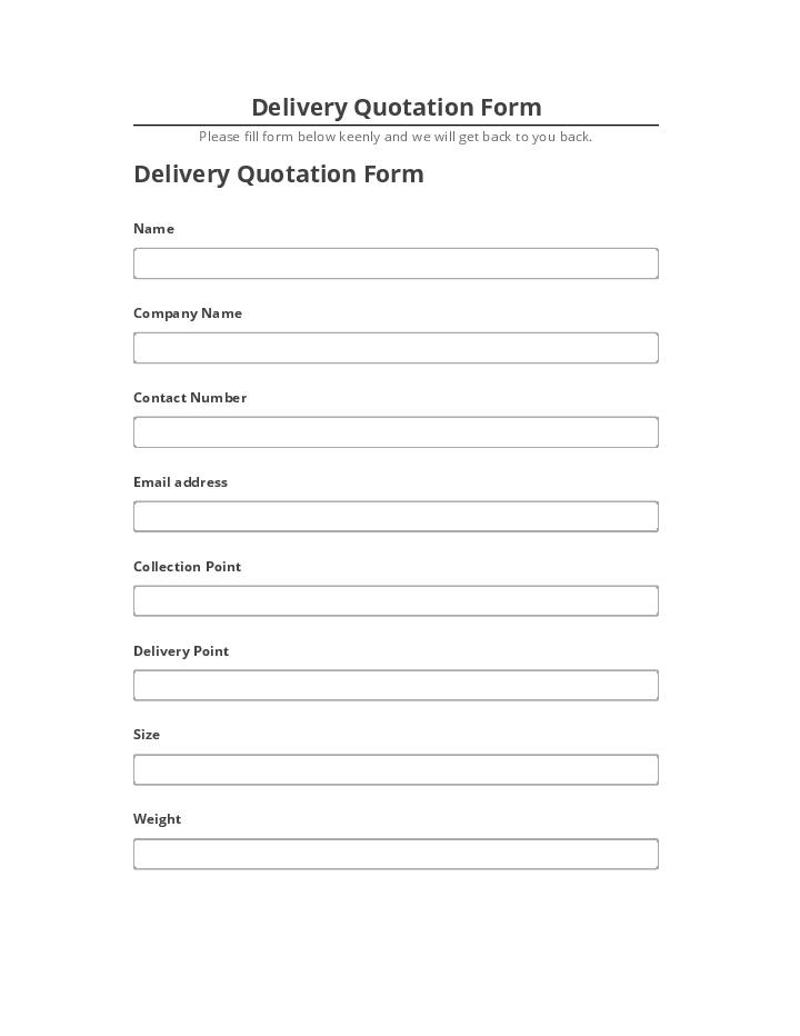 Update Delivery Quotation Form from Salesforce