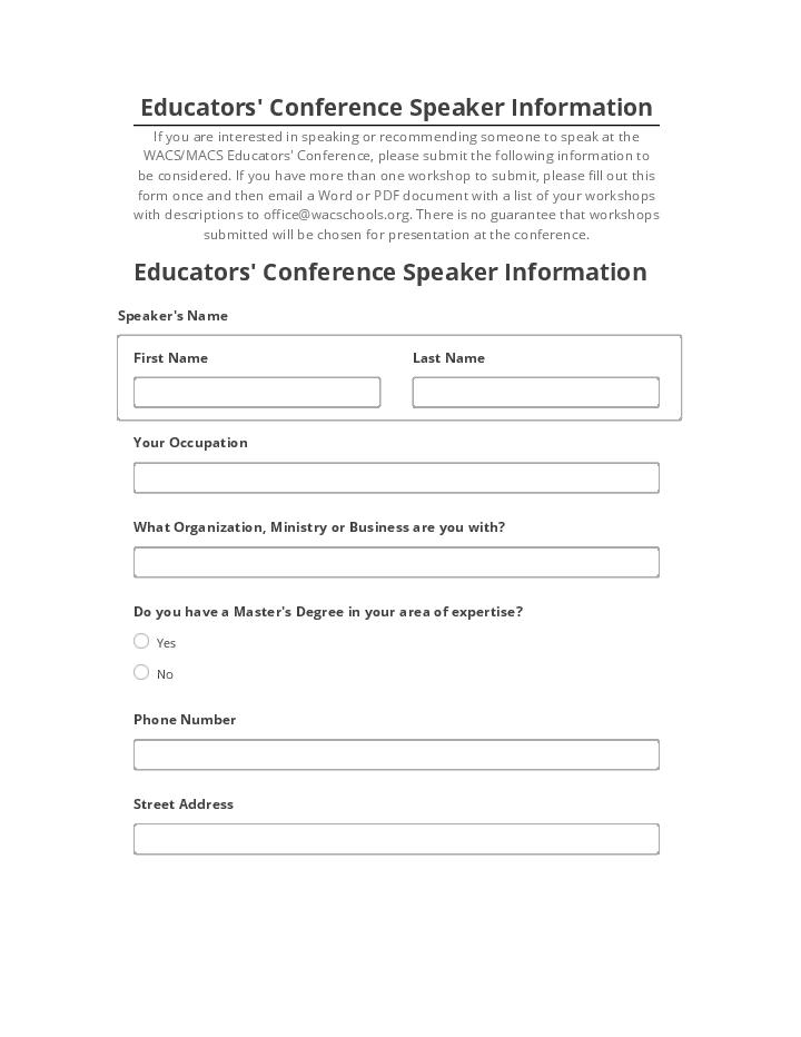 Incorporate Educators' Conference Speaker Information in Netsuite