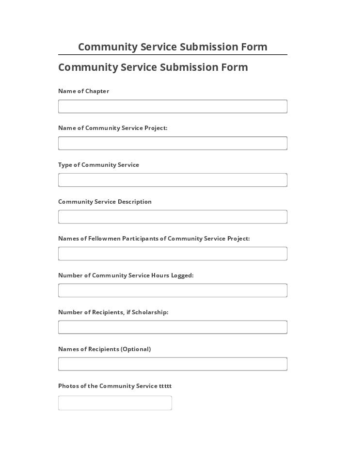Pre-fill Community Service Submission Form